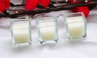 Square Clear Glass Holder Votive Candles - White Wax - BULK Buy